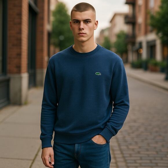 Mens Lacoste Classic Crew Neck Sweater Blue Large